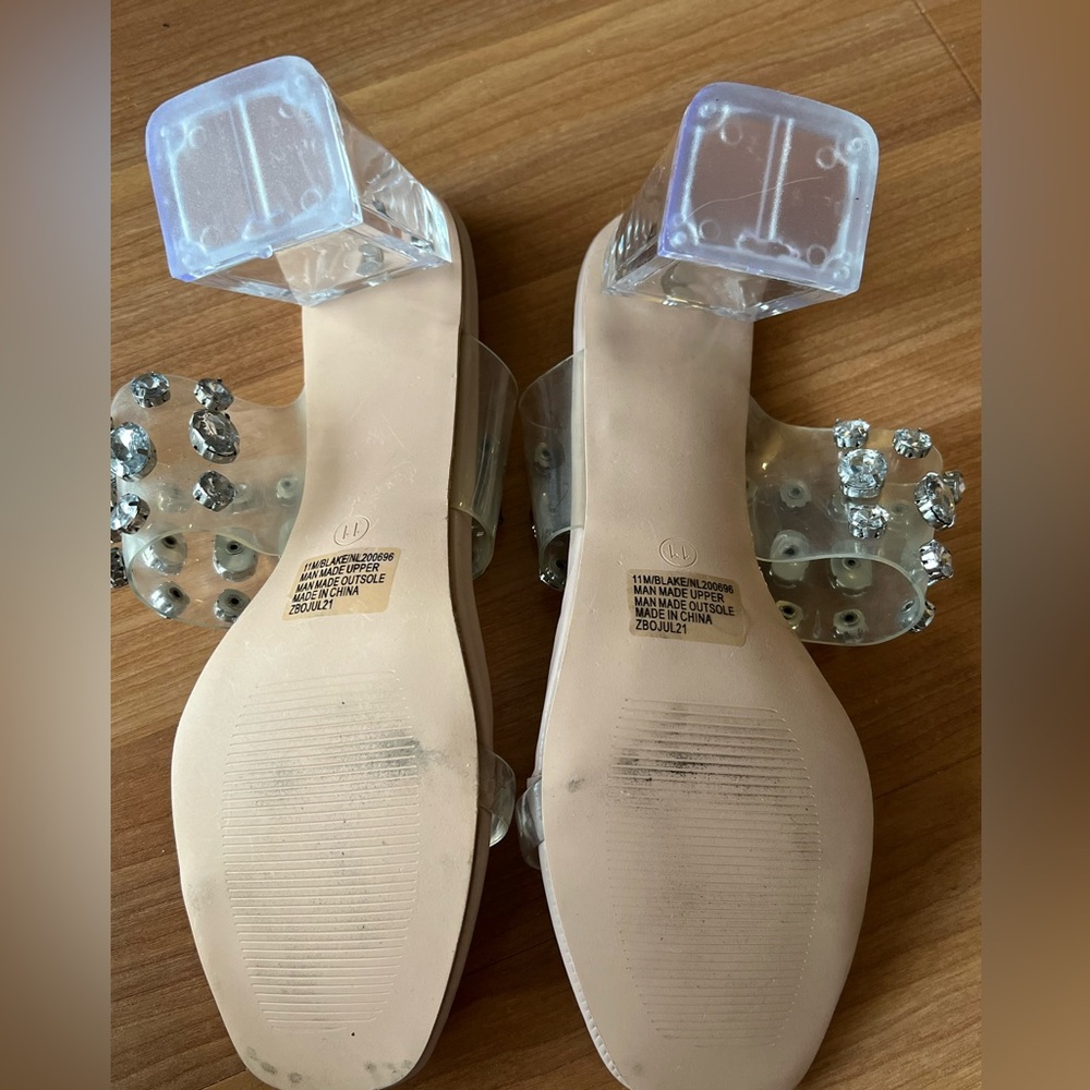Nanette Lepore Blake Clear Rhinestone Block Heel Sandals Size 11M - Picture 13 of 13